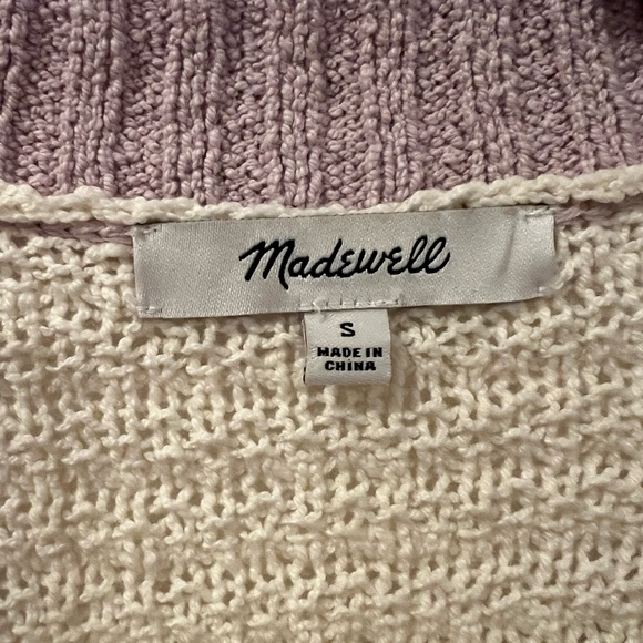 Madewell Seabrook Cardigan Sweater in Colorblock Antique Cream Size Small - Picture 5 of 6